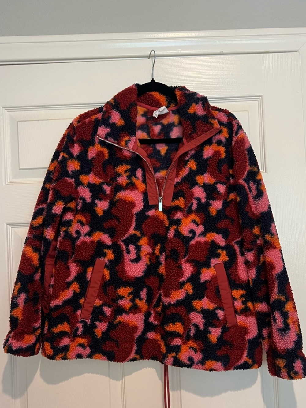 Sage Multicolor Sherpa Pullover - Orange, Pink, Black